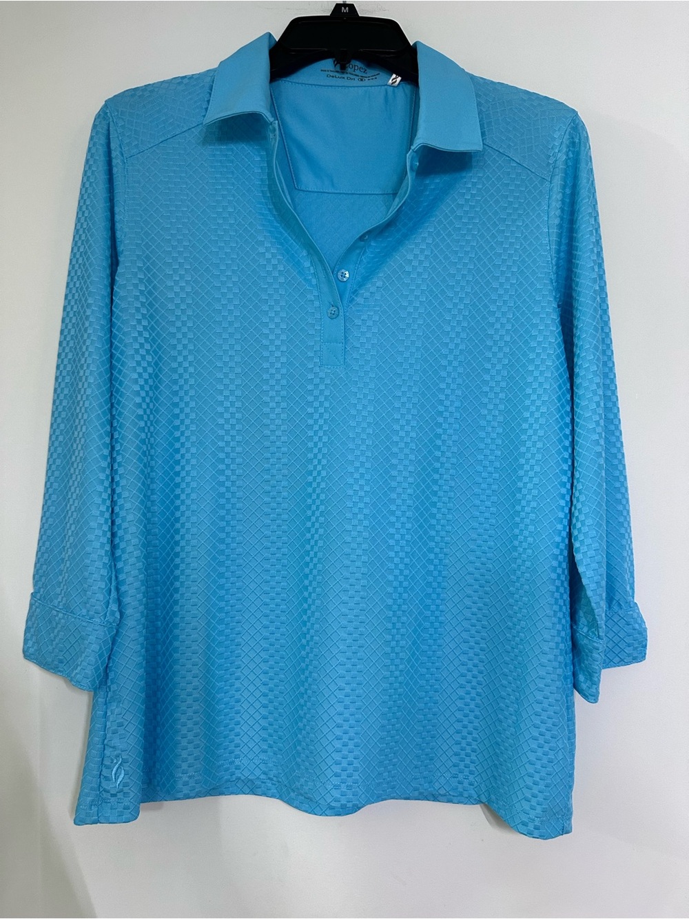 Lopez Delux Dri Light Blue turquoise Women's Polo-Style 3/4 Sleeve Top